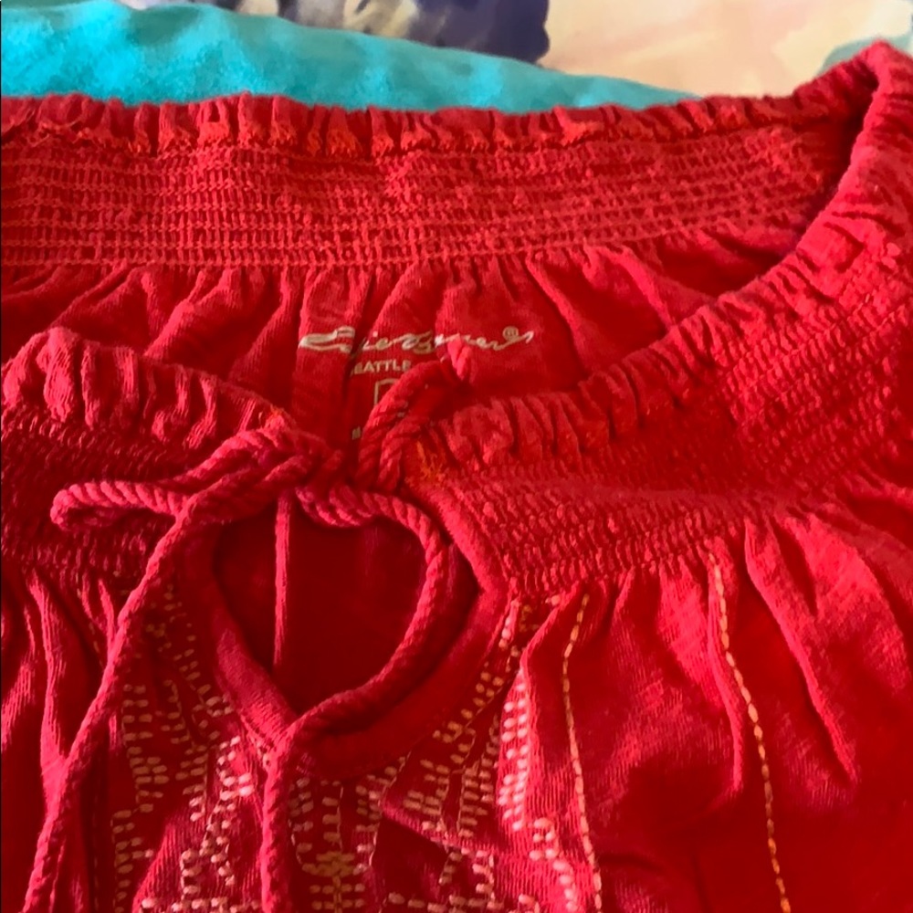 Red Eddie Bauer Embroidered Top, Size Small - Picture 4 of 5
